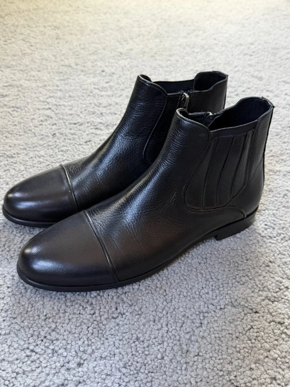 Marashli Black Leather Cap Toe Chelsea Boots EU 42 - US 9 Handcrafted Mint Cond.